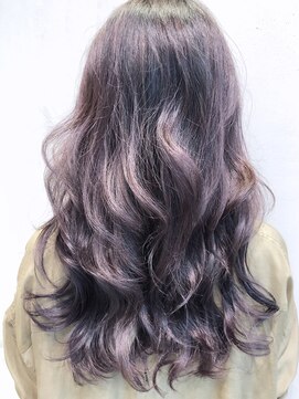 アルバム 銀座(ALBUM GINZA) バレイヤージュパープルグレージュ_くびれセミディ_ba202942