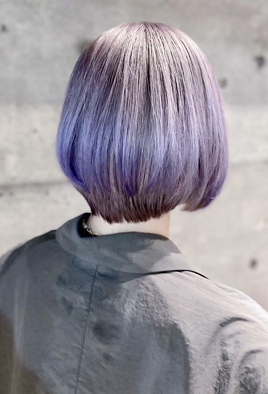ラベンダー/ブルーバイオレット裾カラー×ショートボブ/吉祥寺