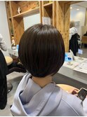 20代30代ミニボブココアブラウン小顔美肌ストレート丸み