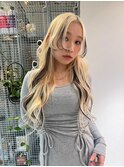 ミルクベージュ×黒メッシュMIXエクステ