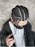 MEN'S全頭コーンロウストレート8本/ツーブロック/ダークアッシュ