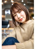 大人かわいい前髪セシルカットココアブラウンフリンジウェーブ