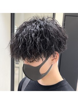 ウェーブ(WAVE) 前下がりマッシュ×波打ちパーマ/メンズパーマ/メンズカット