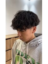 ダブルオオガキ (W-ogaki)&nbsp;無造作パーママッシュツーブロックメンズパーマ刈り上げ