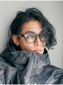 メンズボブウルフカットゆるめスパイラルパーマシャドウパーマ