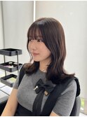 ☆韓国風ミディアムレイヤーショコラブラウンオリーブブラウン