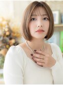 シースルーバンググレーベージュミニボブh3戸田公園20代30代40代