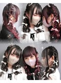 ペアアレンジ☆推し活オタ活推しカラーハートアレンジヘアメ