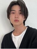 ニュアンスパーマ無造作パーマセンターパートツーブロック韓国