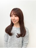 内巻きロング×シナモンブラウン