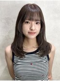 ハイライトカラーくびれヘアアプリコットオレンジ