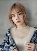 【GEEKS渋谷】秋カラー/ハイトーン/レイヤーボブ/コーラルピンク
