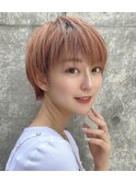 オレンジヘア　ナチュラル　ショート　ハンサムショート