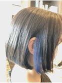 ボブとインナーカラーマリンブルー