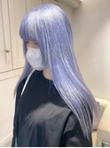 3707ニュアンスカラーブルーシルバーハイトーンカラー艶髪ロング