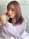 松本市ラベンダーピンクカラー顔まわりカット