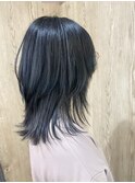 ミディアムウルフ＊ネイビーブラックカラー【TELAHAIR南流山】