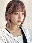 "フェイスフレーミングピンク×ボブ