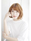 透け感カラーのゆるミックスカールボブ