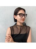 顔周りレイヤーカットグレージュカラーくびれボブショートカット