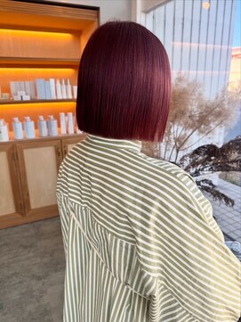 ユラギフロムユイマァル 水島店(YURAGI from YUIMARL) ボブ20代30代40代ブリーチワインレッドボルドーカラー