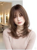 レイヤーカット/顔周りカット/触覚/グレージュ/韓国巻き