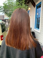 アズグロウヘアー(AS GROW HAIR) アプリコットオレンジナチュラルストレート × ミディアムボブ