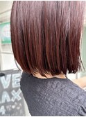 チェリーブラウン・レッドブラウン・前下がりボブ