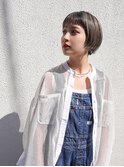 ブルーグレージュ×丸みボブ