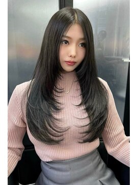 ランズ(LANDS) オリーブカラー レイヤーカット 【韓国ヘア 大阪 梅田】