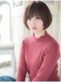 mod's天神/ナチュラルブラウン似合わせカット丸みショートボブa