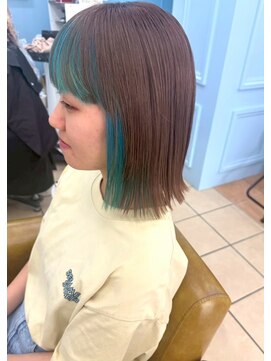 グラスペディア(graspedia) インナーカラー/フェイスフレーミング/ターコイズブルー/個性的