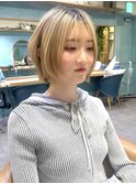 ミルクティーベージュ/レイヤーボブ/韓国巻き/顔周りカット/大宮