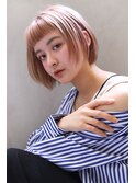 【Blanc/天王寺】ピンクベージュ_ハイトーンボブ_オン眉