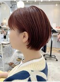 肌映え、髪ツヤ、色モチ◎コーラルカラーの大人可愛いマッシュ♪