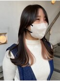 ロング インナーカラー ピンク
