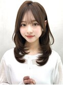 20代30代40代◎前髪パーマ韓国風巻きくすみベージュお団子ヘア