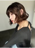 大人かわいいパーマ風ミディアムボブ10代20代30代40代