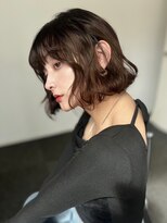 大人かわいいパーマ風ミディアムボブ10代20代30代40代