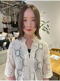 ＜kacho＞ブリーチ無しダブルカラー  オリーブベージュ姫カット