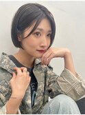 コンパクトボブ、ネイビーハイライトカラー【表参道/青山/drop】