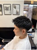 メンズカットアップバング束感ショートビジカジスキンフェード