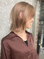 長めボブミディアムウルフ顔周りレイヤーカットブラウンベージュ