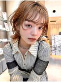 【MINX】くびれヘアアプリコットオレンジハイライトカラー表参道