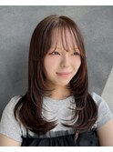 内巻きレイヤー 透明感ベージュブラウン