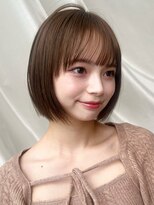 バイオレット 表参道店(Violet) 顔周りカットシースルーバングボブカットブラウンベージュ