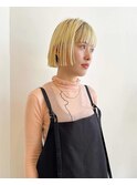 ・切りっぱなしボブ・ブロンドヘア