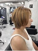 小顔ひし形 レイヤーカット 透明感カラー