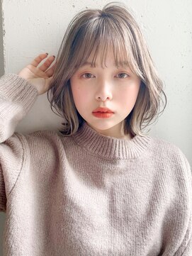 キリ 表参道(kyli) 斜めバング グレージュカラー デザインカラーシルキーベージュ*