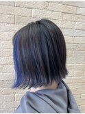 インナーカラー★ブルー×外ハネボブ